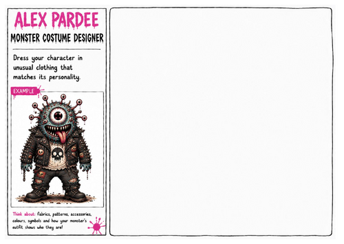 Alex Pardee Worksheet 19 – Monster Costume Designer | Character Clothing Design | Creative Art Activ