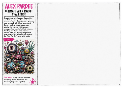 Alex Pardee Worksheet 30 – Ultimate Alex Pardee Challenge | Complete Monster Illustration Project |