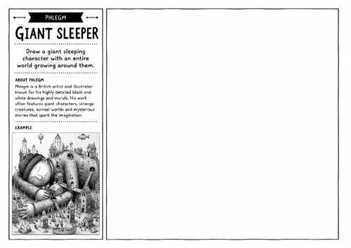 Phlegm Inspired Art Worksheet – Giant Sleeper | Surreal Illustration & Fantasy Drawing Activity | KS