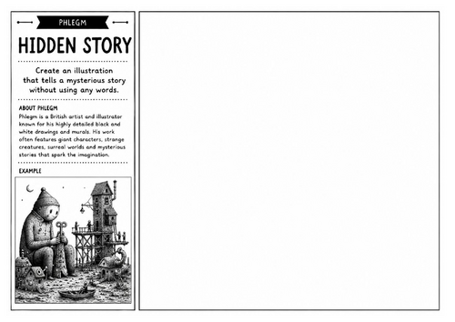 Phlegm Inspired Art Worksheet – Hidden Story | Visual Storytelling Drawing Activity | KS2 KS3 KS4