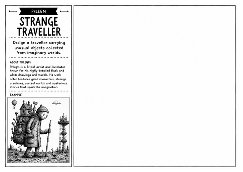 Phlegm Inspired Art Worksheet – Strange Traveller | Fantasy Character Design | KS2 KS3 KS4