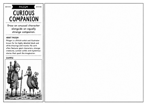 Phlegm Inspired Art Worksheet – Curious Companion | Character & Creature Drawing | KS2 KS3 KS4