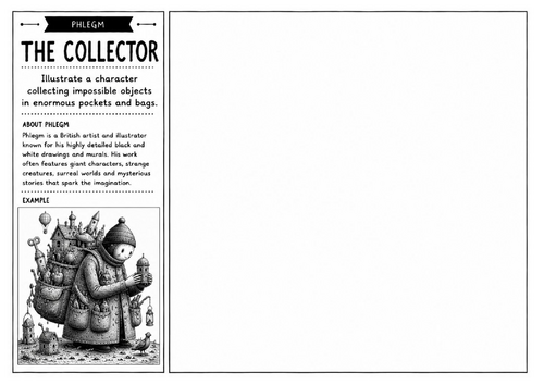 Phlegm Inspired Art Worksheet – The Collector | Fantasy Character Illustration | KS2 KS3 KS4