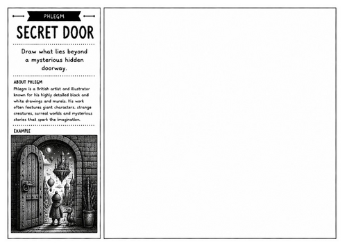 Phlegm Inspired Art Worksheet – Secret Door | Surreal Fantasy Drawing | KS2 KS3 KS4