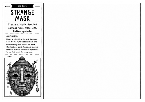 Phlegm Inspired Art Worksheet – Strange Mask | Surreal Mask Design | KS2 KS3 KS4