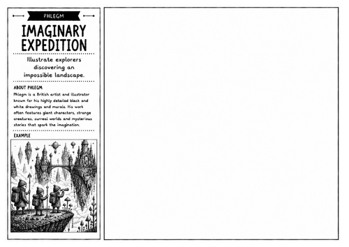 Phlegm Inspired Art Worksheet – Imaginary Expedition | Fantasy Landscape Drawing | KS2 KS3 KS4