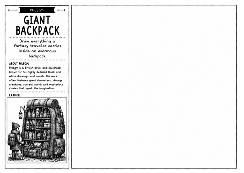 Phlegm Inspired Art Worksheet – Giant Backpack | Fantasy Object Design | KS2 KS3 KS4