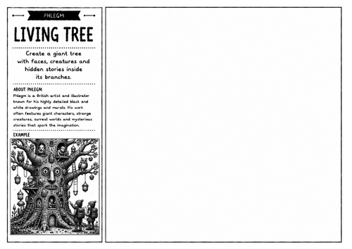 Phlegm Inspired Art Worksheet – Living Tree | Fantasy Nature Illustration | KS2 KS3 KS4