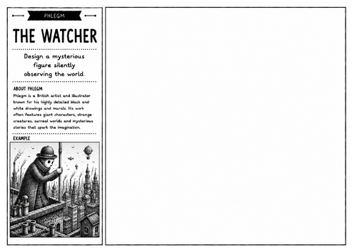 Phlegm Inspired Art Worksheet – The Watcher | Mysterious Character Drawing | KS2 KS3 KS4