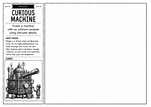 Phlegm Inspired Art Worksheet – Curious Machine | Fantasy Invention Drawing | KS2 KS3 KS4