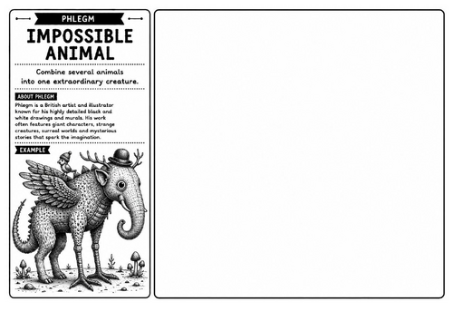 Phlegm Inspired Art Worksheet – Impossible Animal | Surreal Creature Design | KS2 KS3 KS4