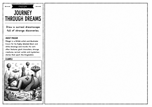 Phlegm Inspired Art Worksheet – Journey Through Dreams | Dreamscape Drawing | KS2 KS3 KS4