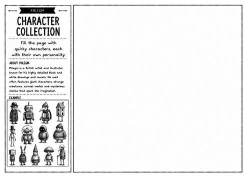 Phlegm Inspired Art Worksheet – Character Collection | Fantasy Character Design | KS2 KS3 KS4