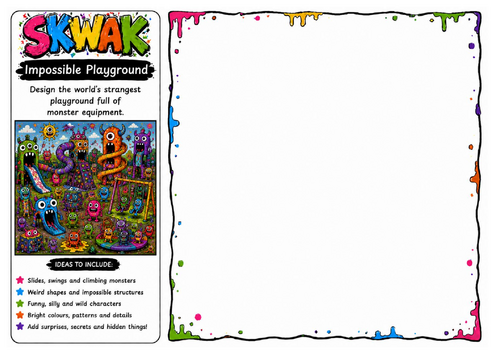 Impossible Playground | Skwak Inspired Monster Playground Drawing Worksheet | Creative Design Activi