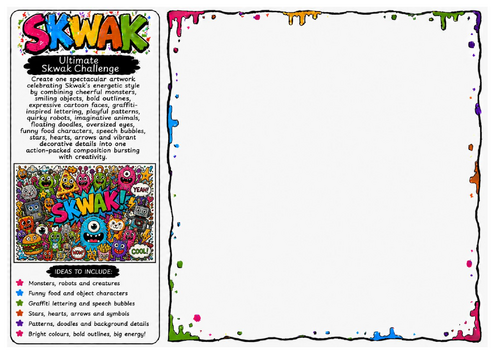 Ultimate Skwak Challenge | Complete Cartoon Illustration Worksheet | Creative Character Design Maste