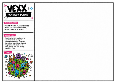 Vexx Inspired Fantasy Planet Worksheet | Design an Imaginary World | Creative Drawing Activity