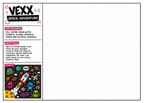 Vexx Inspired Space Adventure Worksheet | Cartoon Space Drawing Activity | Creative Art Cover Lesson