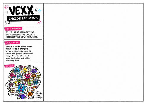Vexx Inspired Inside My Mind Worksheet | Creative Thought Doodle Activity | Art & Design Lesson