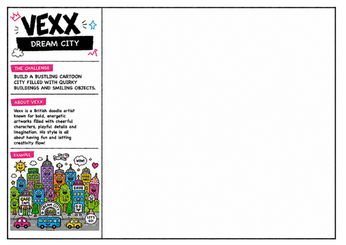 Vexx Inspired Dream City Worksheet | Cartoon City Drawing Challenge | Creative Illustration Activity