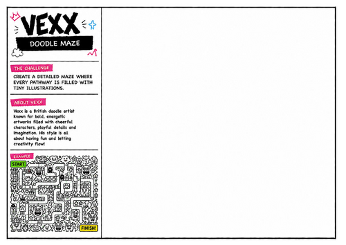 Vexx Inspired Doodle Maze Worksheet | Creative Maze Drawing Challenge | KS2 KS3 KS4 Art Activity
