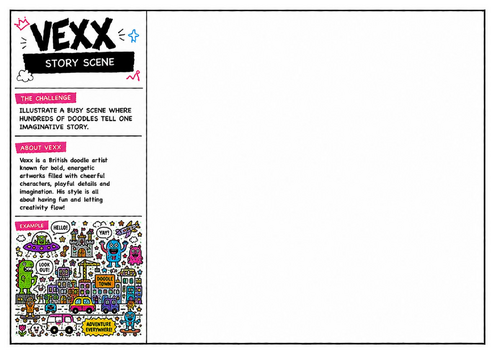 Vexx Inspired Story Scene Worksheet | Visual Storytelling Drawing Activity | Creative Art Lesson