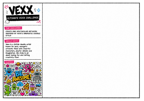 Ultimate Vexx Challenge Worksheet | Giant Doodle Illustration Project | KS2 KS3 KS4 Art Cover Lesson