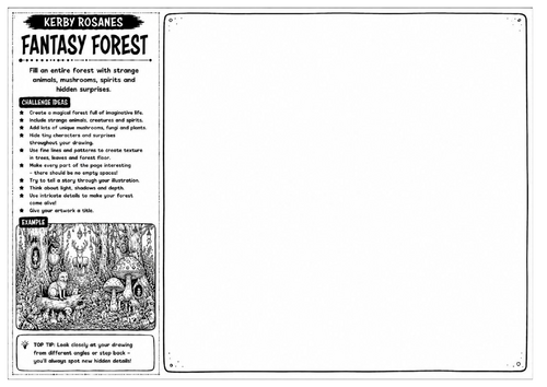 Kerby Rosanes Inspired Art Worksheet – Fantasy Forest | Detailed World Building | KS3 KS4 GCSE