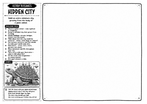 Kerby Rosanes Inspired Art Worksheet – Hidden City | Fantasy Architecture Drawing | KS3 KS4 GCSE