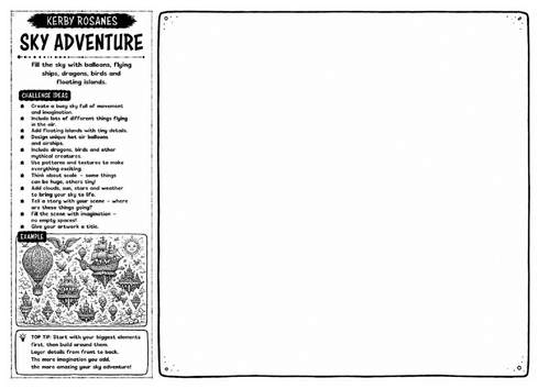 Kerby Rosanes Inspired Art Worksheet – Sky Adventure | Fantasy Landscape Drawing | KS3 KS4 GCSE