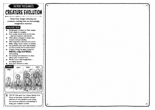 Kerby Rosanes Inspired Art Worksheet – Creature Evolution | Fantasy Creature Design | KS3 KS4 GCSE