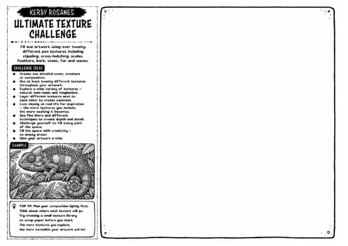 Kerby Rosanes Inspired Art Worksheet – Ultimate Texture Challenge | Pen & Ink Techniques | KS3 KS4 G
