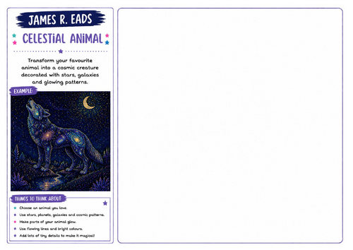 James R. Eads Inspired Art Worksheet | Celestial Animal | Fantasy Creature Drawing | KS2 KS3 KS4