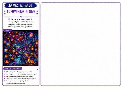 James R. Eads Inspired Art Worksheet | Everything Glows | Fantasy Colour Challenge | KS2 KS3 KS4