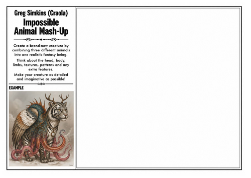 Greg Simkins (Craola) Inspired Art Worksheet – Impossible Animal Mash-Up | Fantasy Creature Drawing