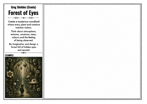 Greg Simkins (Craola) Inspired Art Worksheet – Forest of Eyes | Surreal Woodland Illustration