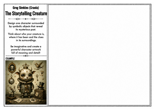 Greg Simkins (Craola) Inspired Art Worksheet – The Storytelling Creature | Character Design Activity