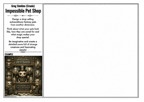 Greg Simkins (Craola) Inspired Art Worksheet – Impossible Pet Shop | Fantasy Creature Design