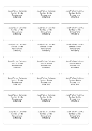 Santa PO box lables