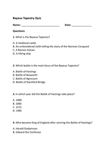The Bayeux Tapestry Quiz