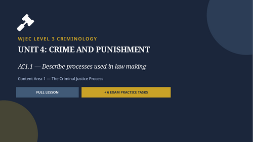 WJEC Criminology Unit 4 AC1.1 — Describe processes used in law making