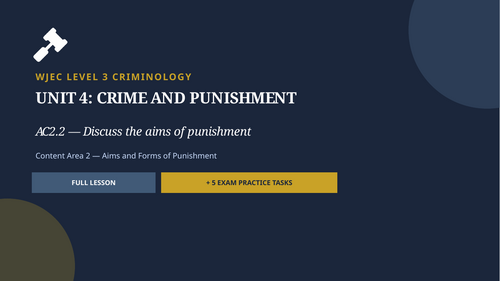 WJEC Criminology Unit 4 AC2.2 — Discuss the aims of punishment