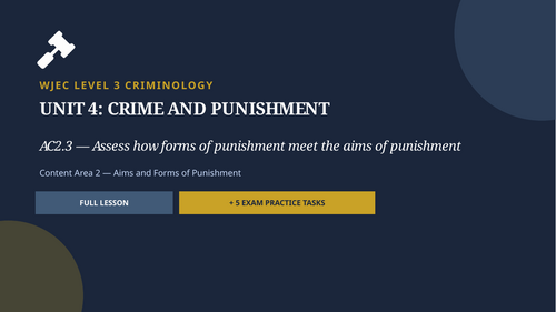 WJEC Criminology Unit 4 AC2.3 — Assess how forms of punishment meet the aims of punishment