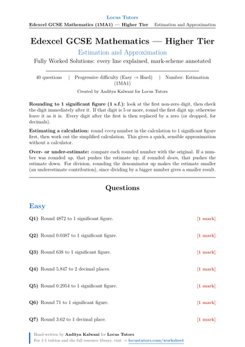 Estimation and Approximation | 40 Worked Examples | Edexcel GCSE Higher Maths