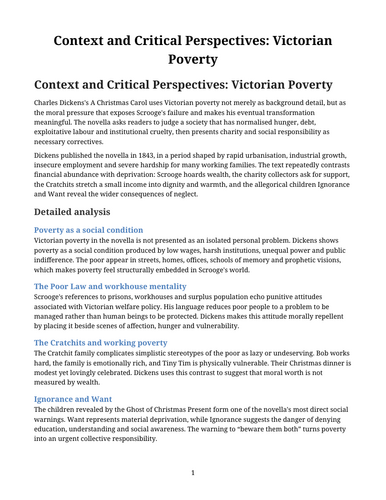 A Christmas Carol – Victorian Poverty
