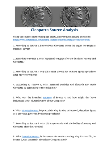 Cleopatra Source Analysis Worksheet
