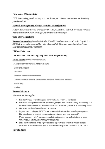 Biology IA Template IBDP