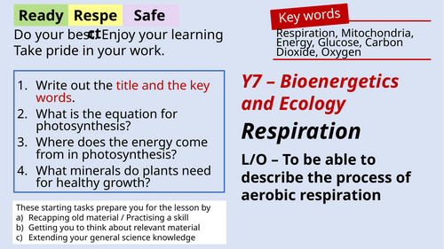 Respiration Key stage 3 scheme of work - Fully resourced teaching package