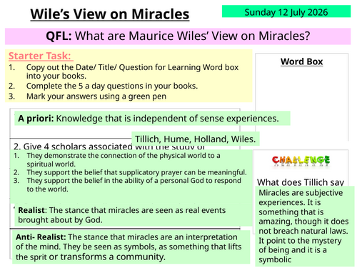 Miracles Scheme of Work | Complete 7-Lesson Unit | AQA Philosophy of Religion