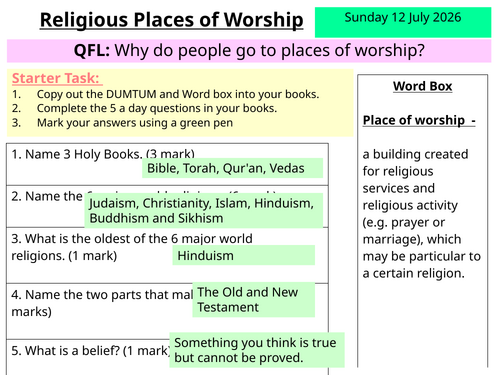 Year 7 Introduction to Religious Studies  KS3