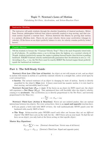 AS-Level Physics Cover Work: Newton's Laws of Motion